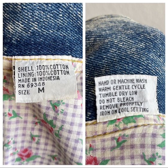 ✨Vintage East West | Oversized Acid Wash Floral Denim Jean Jacket - Picture 10 of 16